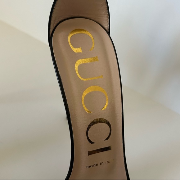 Gucci Women's Ilse Big Bow Crystals Soft Black Leather Stiletto Sandals 36.5 - Picture 5 of 11